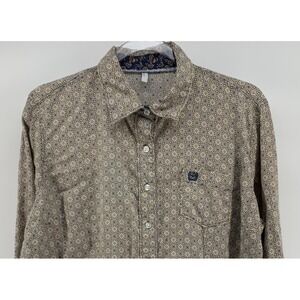 Cinch Western Shirt Tencel Cotton Pearl Snap Microprint Paisley Trim XL 44 inch